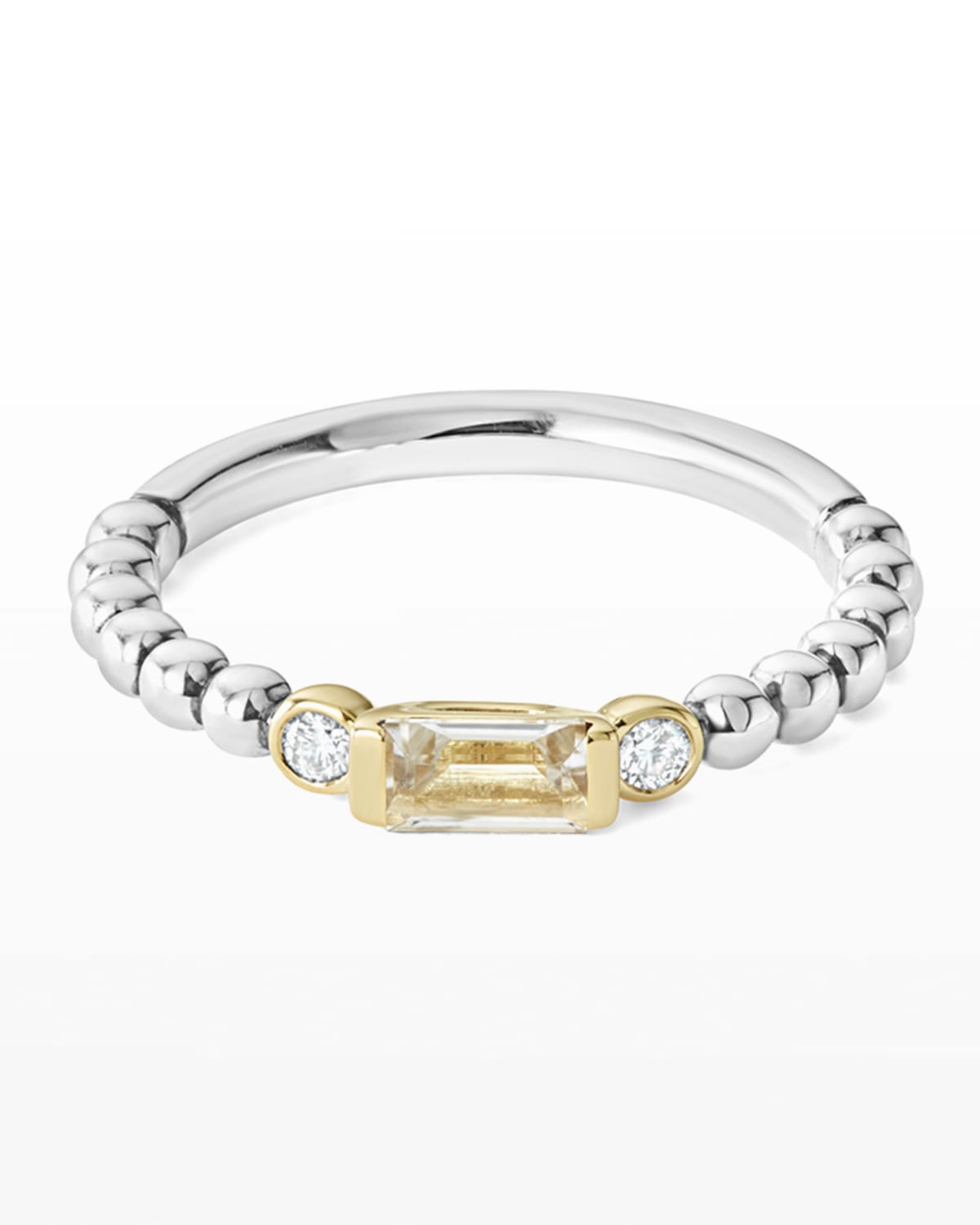 Lagos 18k Gold & Sterling Silver White Topaz & Diamond Stacking Ring In White