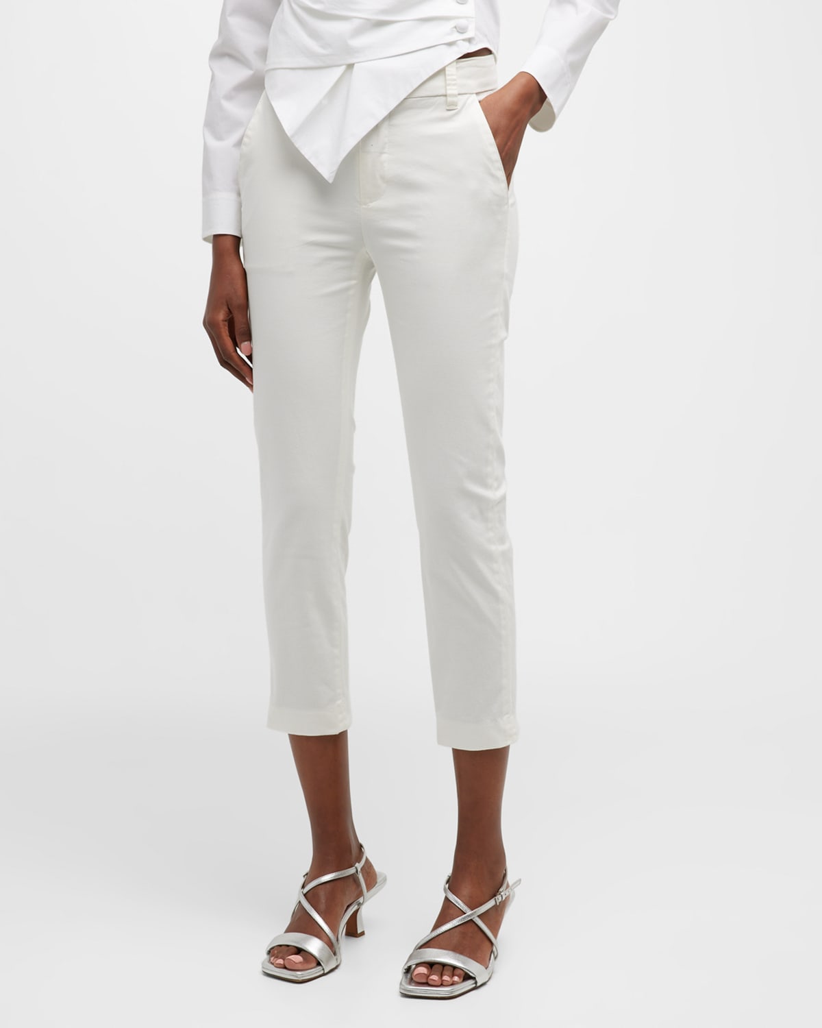 Vince Coin-pocket Straight-leg Cropped Chino Pants In Off White