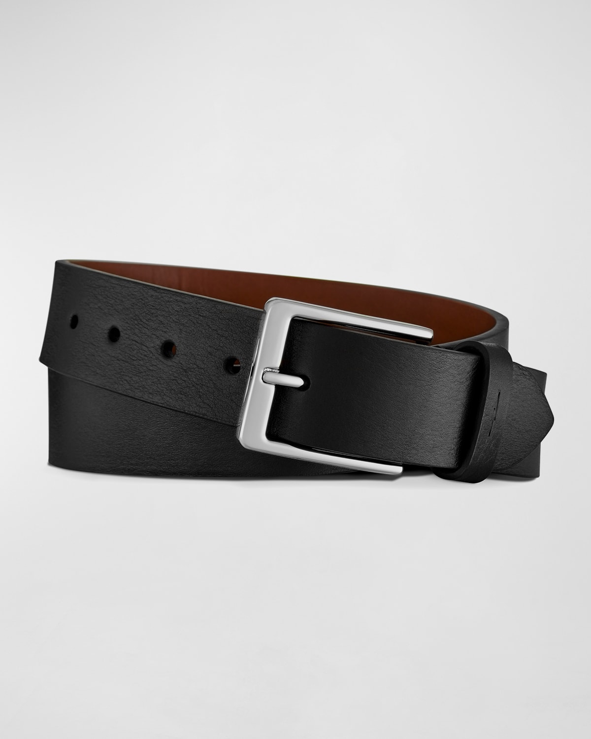 SHINOLA MEN'S LIGHTNING BOLT LEATHER BELT