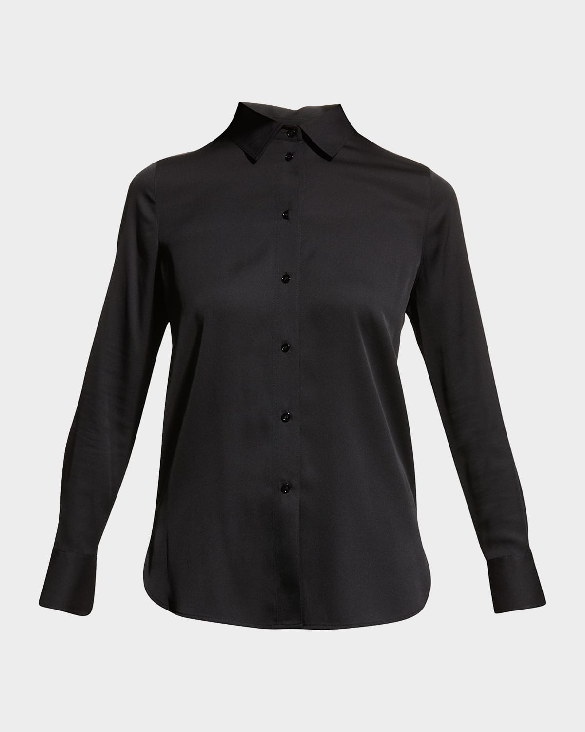 Shop Vince Slim-fit Long-sleeve Stretch-silk Blouse In Black