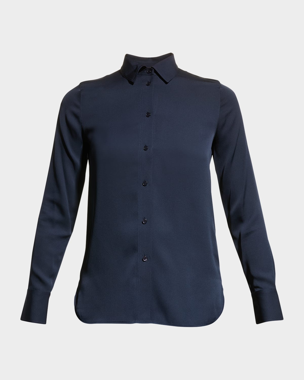 Vince Slim-fit Long-sleeve Stretch-silk Blouse In Coastal