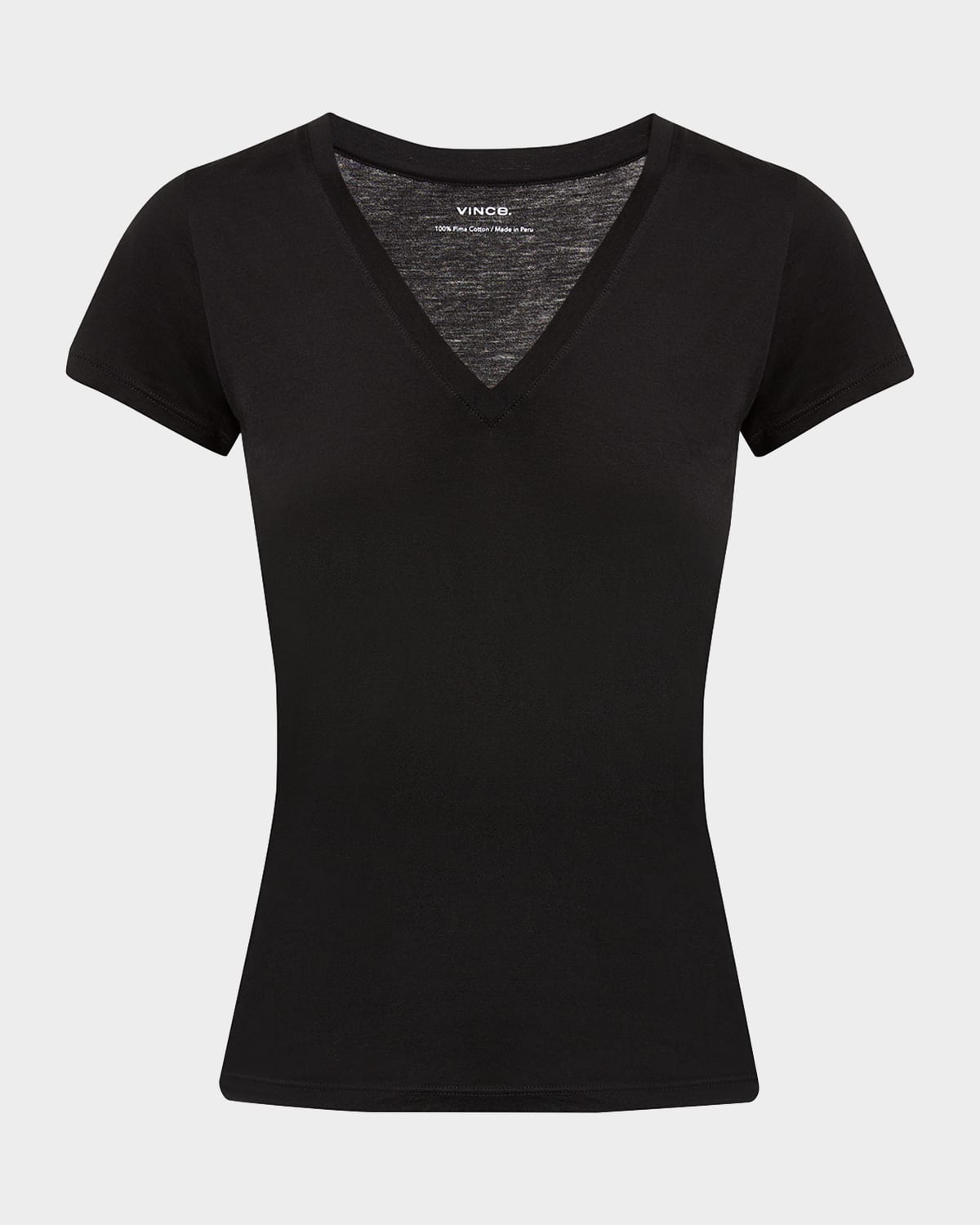 Shop Vince Essential Pima Cotton V-neck Tee In Black