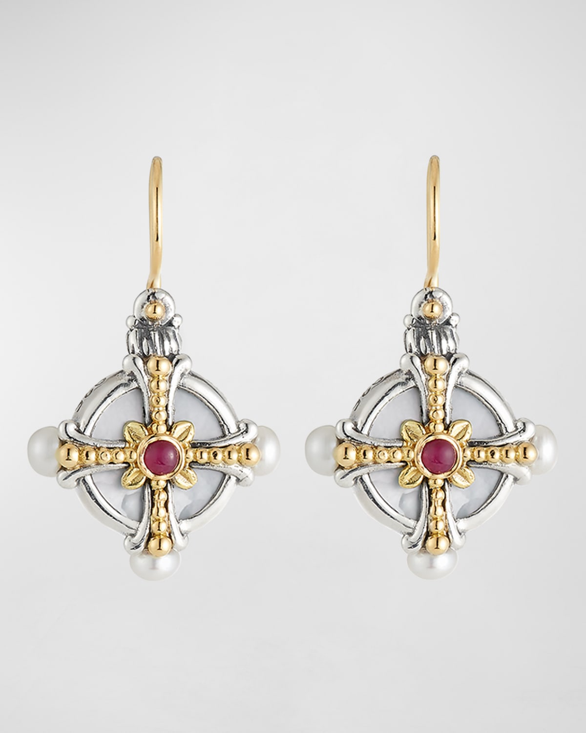 Konstantino Hestia Pearl & Ruby Drop Earrings