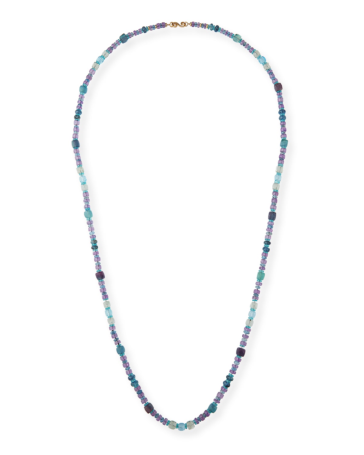 18k Long Watercolor Stone Necklace, 38"L