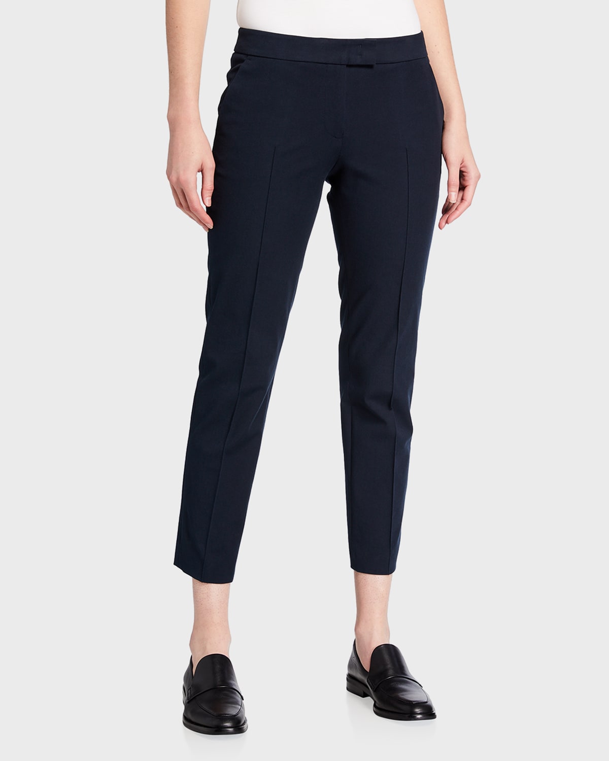 Shop Akris Punto Frankie Straight-leg Cotton-stretch Cropped Pants In Navy