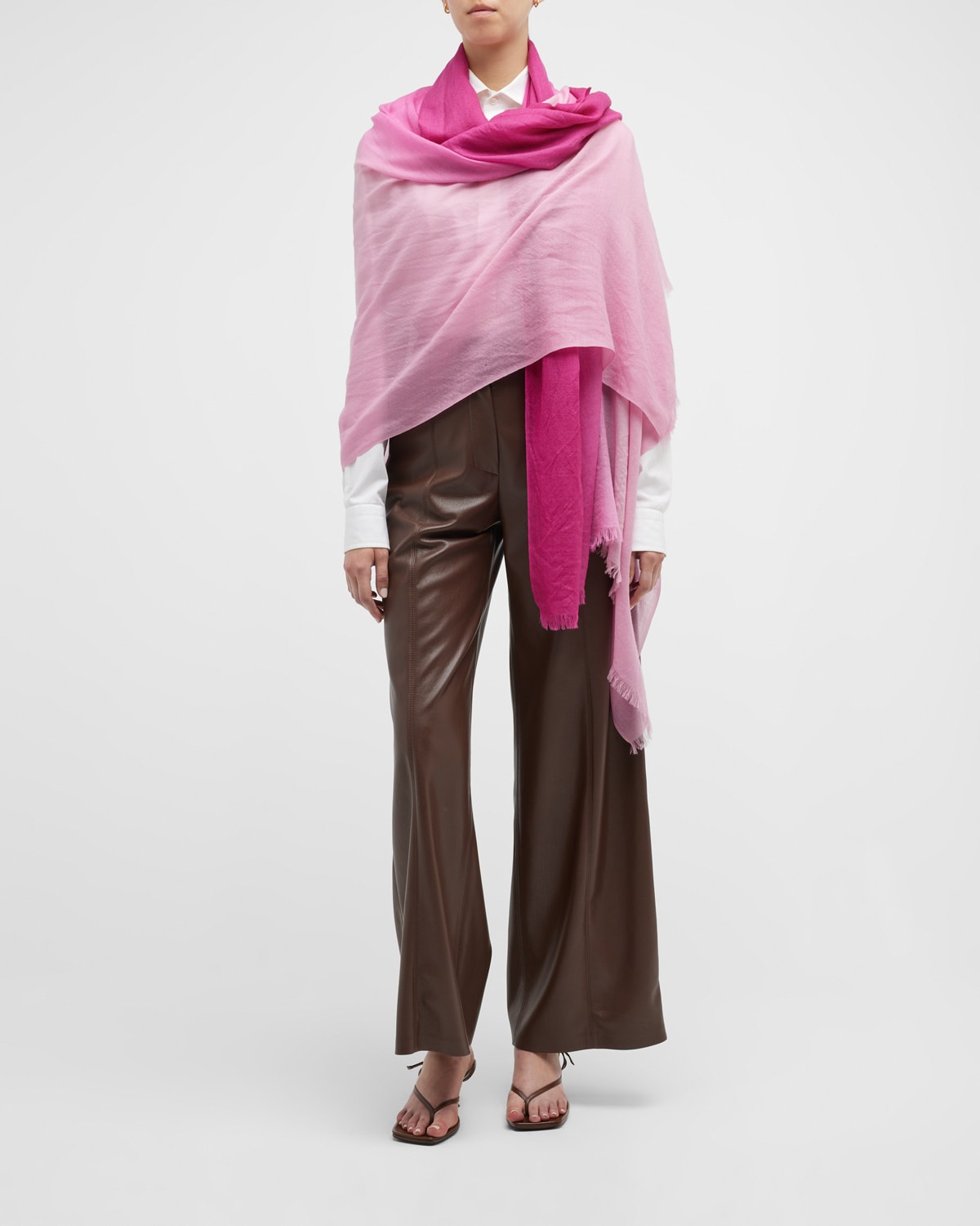 Shop Sofia Cashmere Cashmere Ombre Scarf In Rosy Pink Ombre