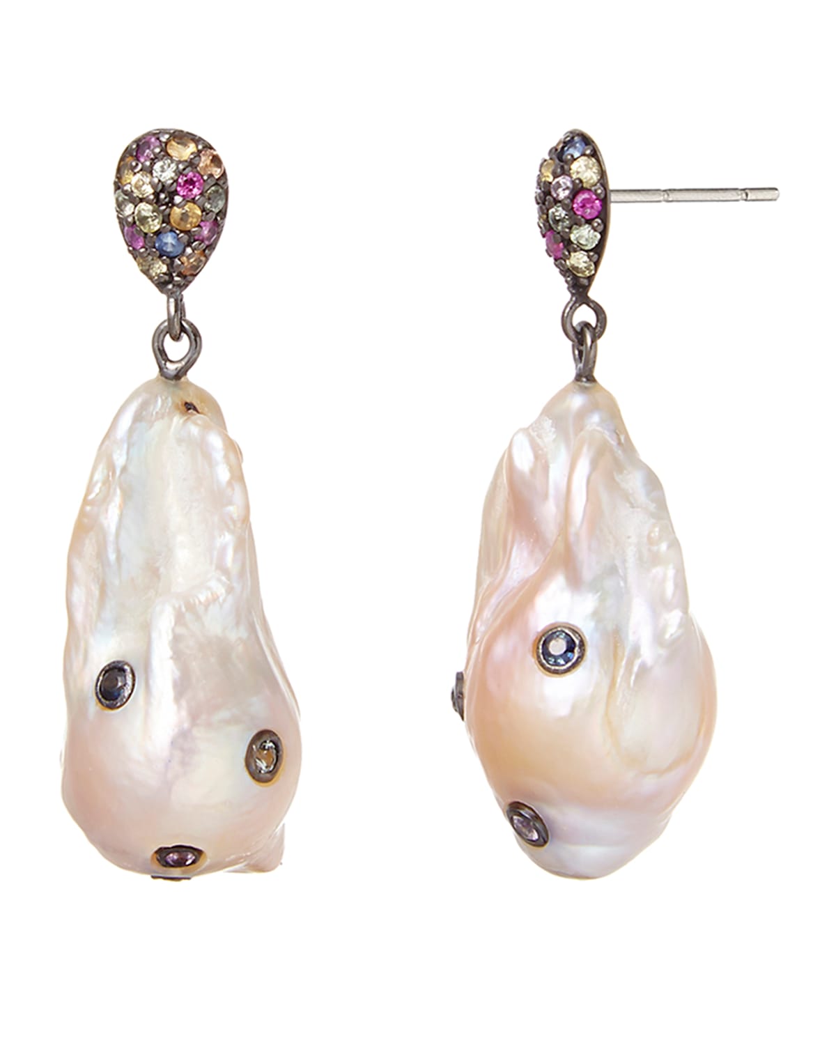M.C.L. by Matthew Campbell Laurenza Sapphire & Baroque Pearl Drop Earrings