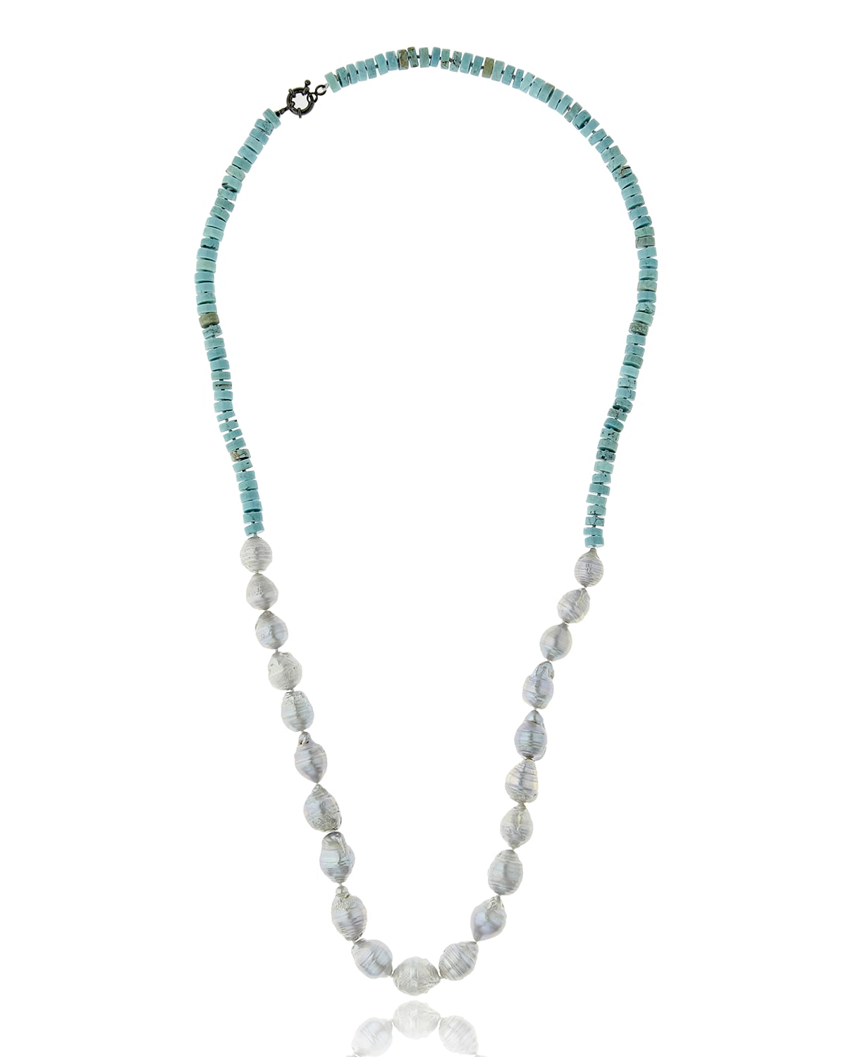 M.C.L. by Matthew Campbell Laurenza Half Turquoise & Baroque Pearl Necklace