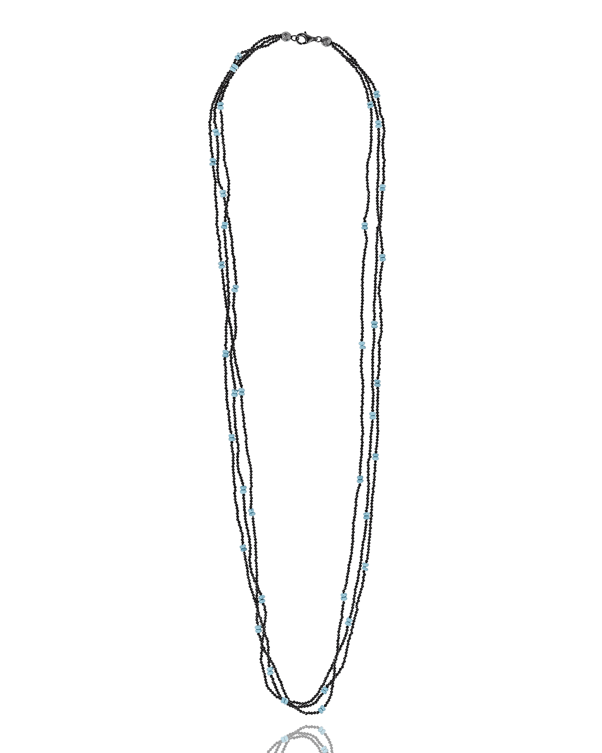 M.C.L. by Matthew Campbell Laurenza Long Triple-Strand Silver Spinel & Turquoise Necklace