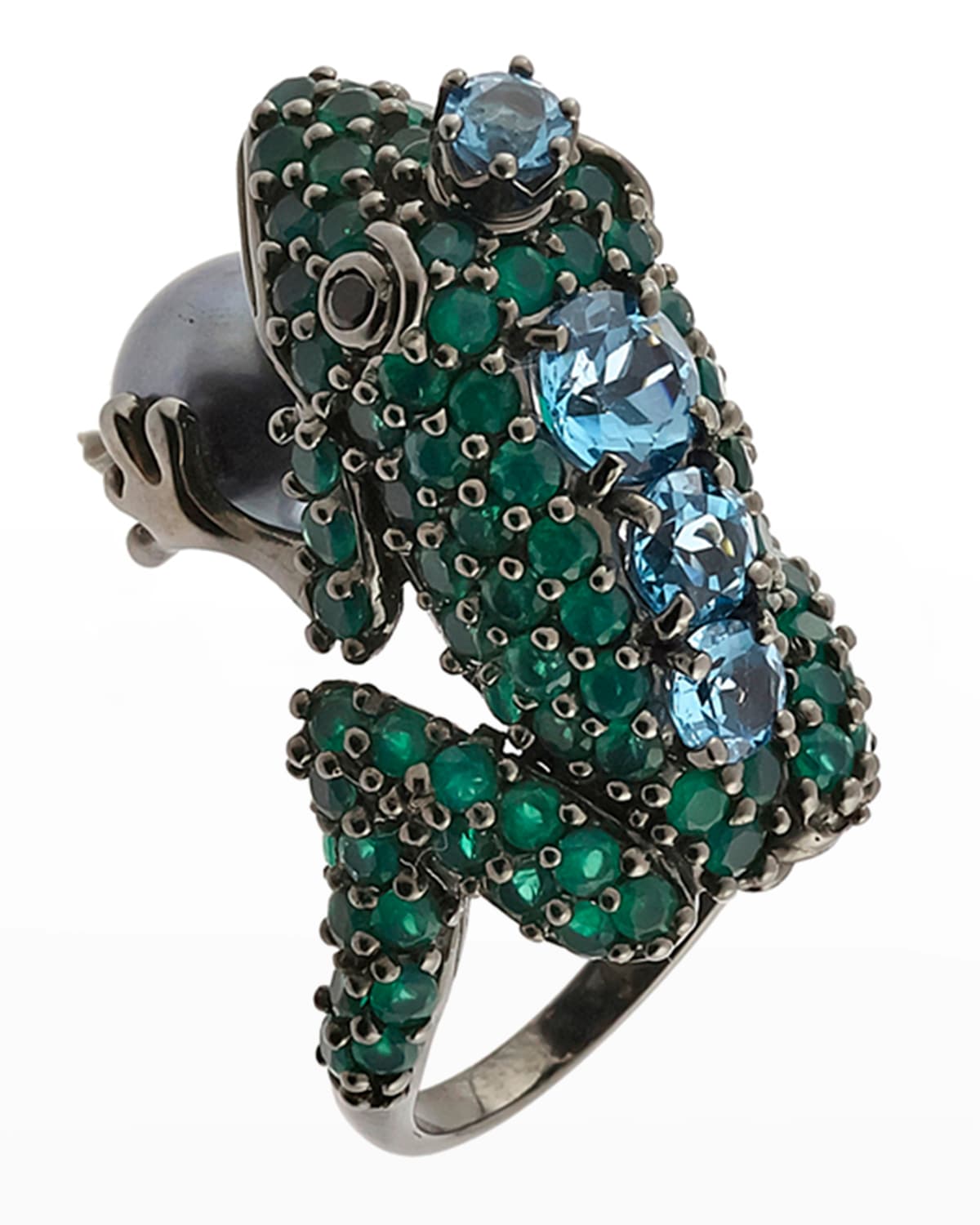 M.c.l By Matthew Campbell Laurenza Agate & Topaz Frog Ring W/ Pearl