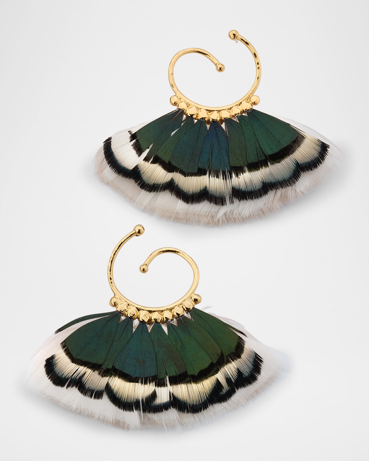 Buzios Mini Feather Fan Hoop Earrings