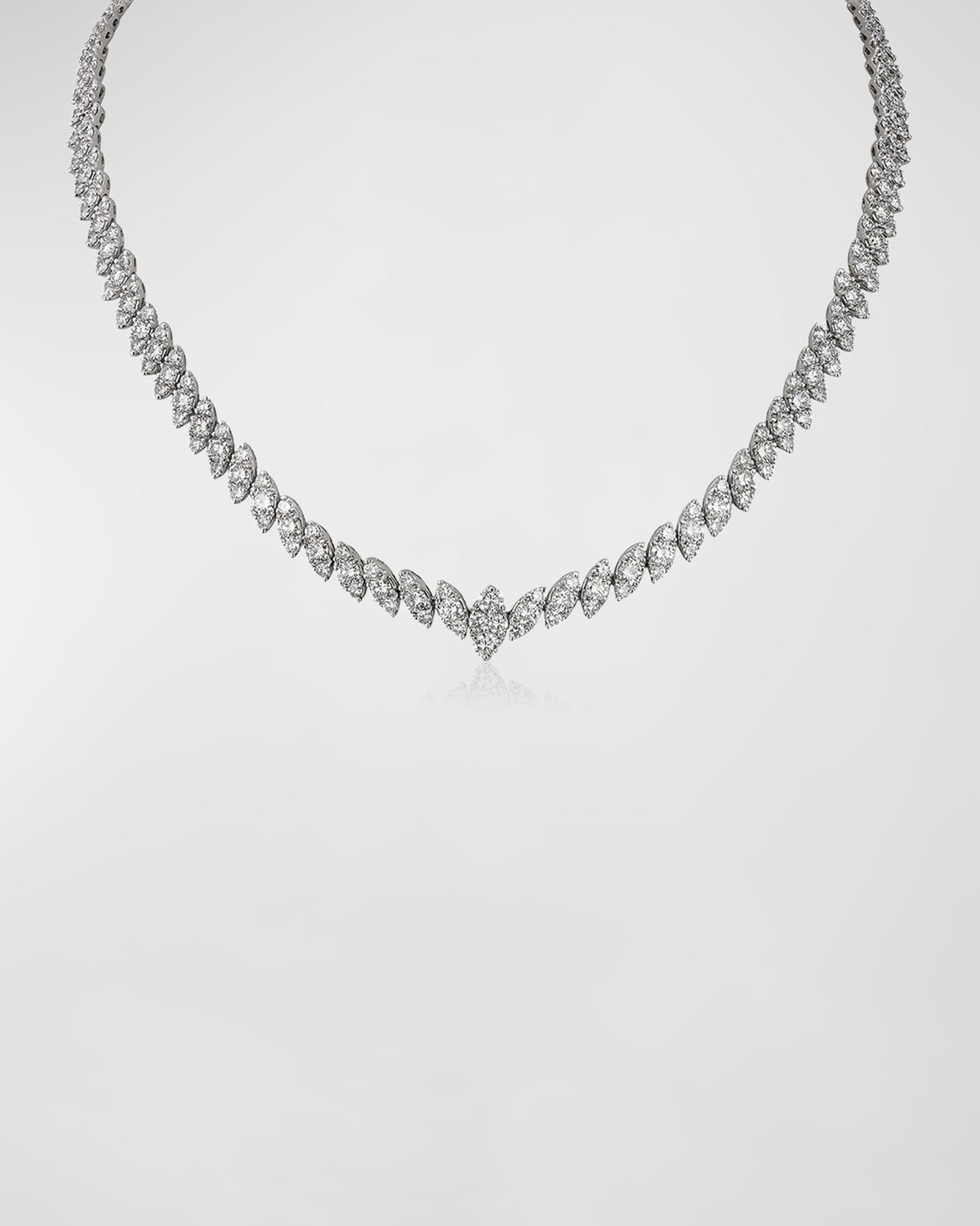 18K White Gold Diamond Marquise Necklace