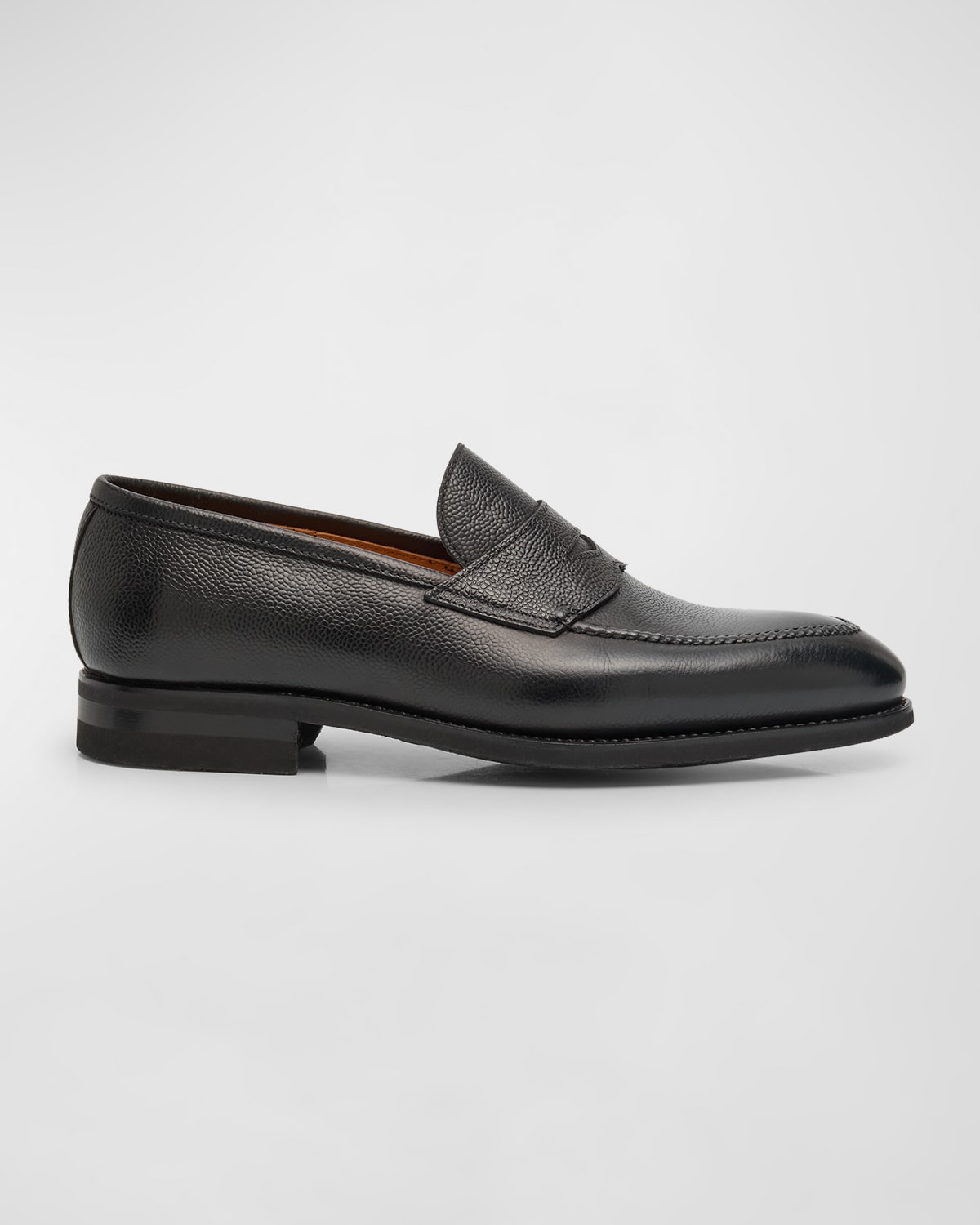 Bontoni Men's Principe Grain Loafer Pebble Rubber Sole In Black