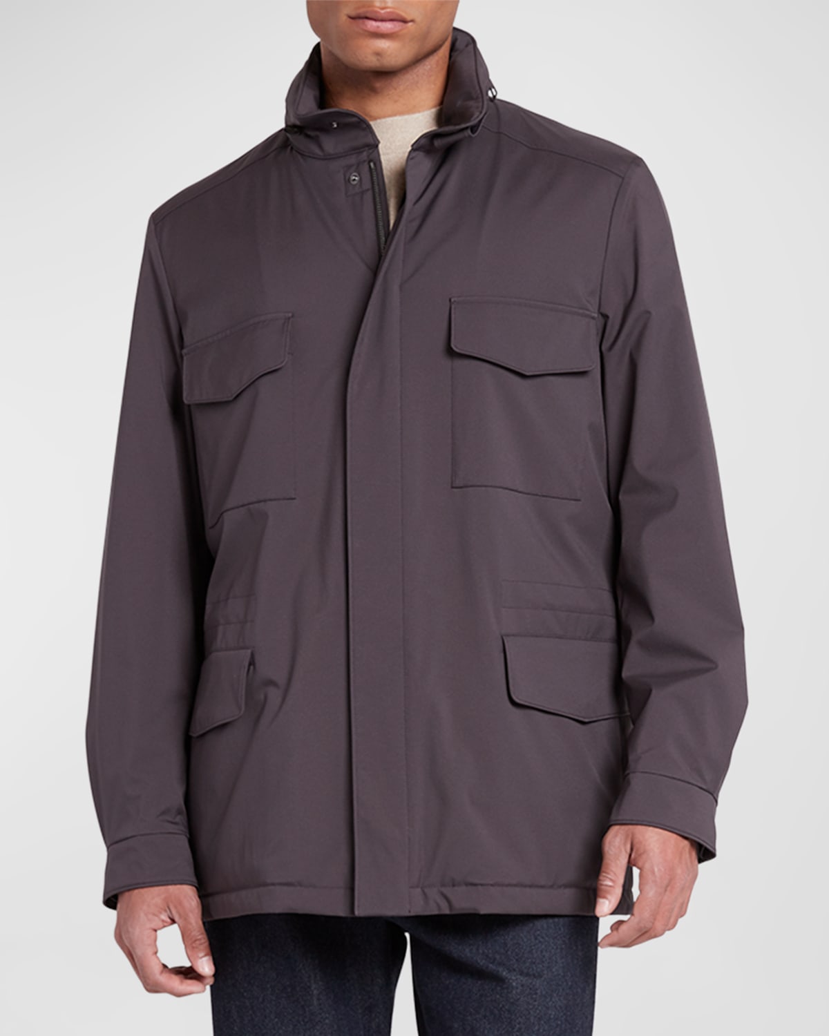 Loro Piana Men's Traveler Windmate Storm System Jacket In Black Coffee