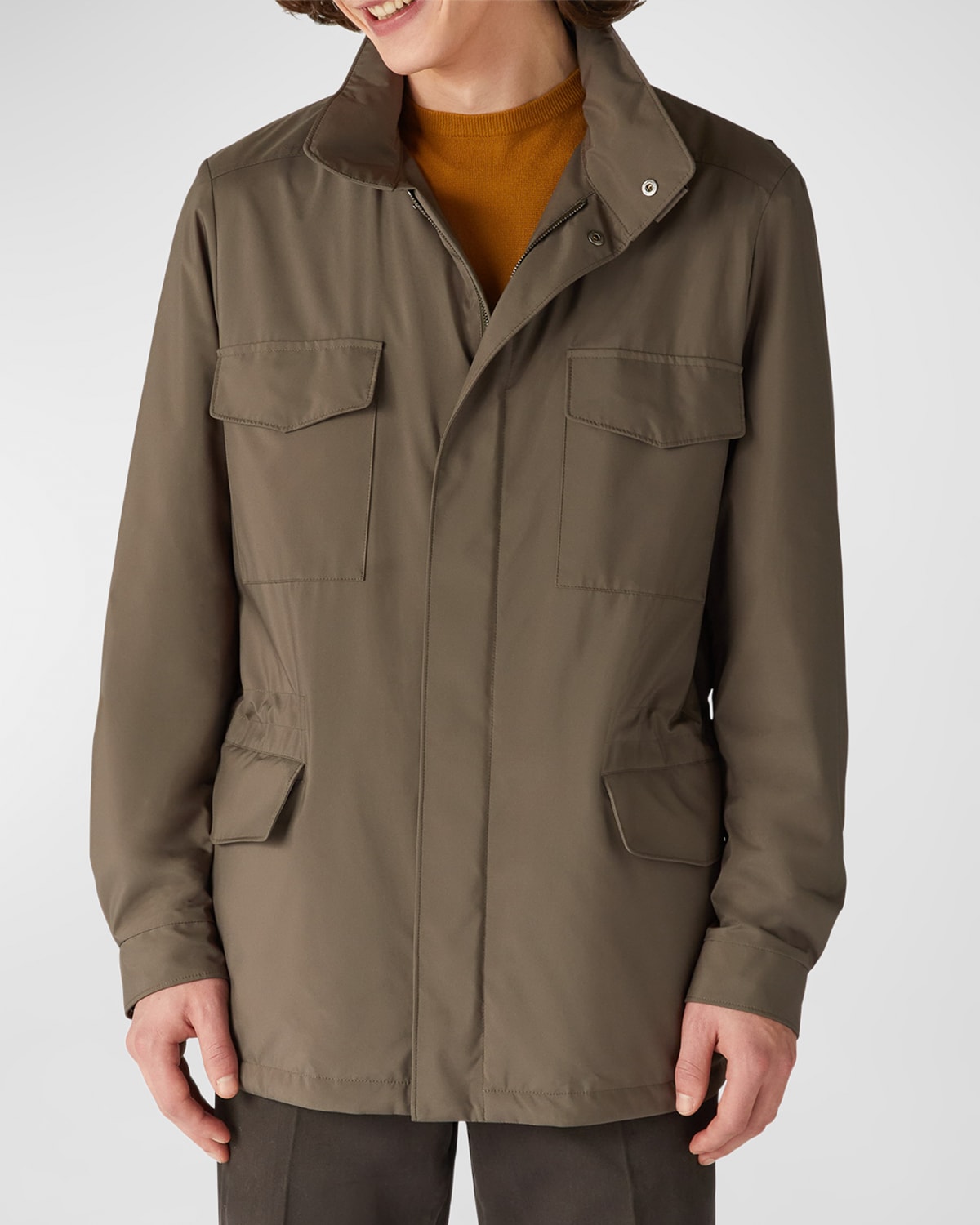 Loro Piana Traveller Windmate Storm System Shell Hooded Field Jacket In Army Green