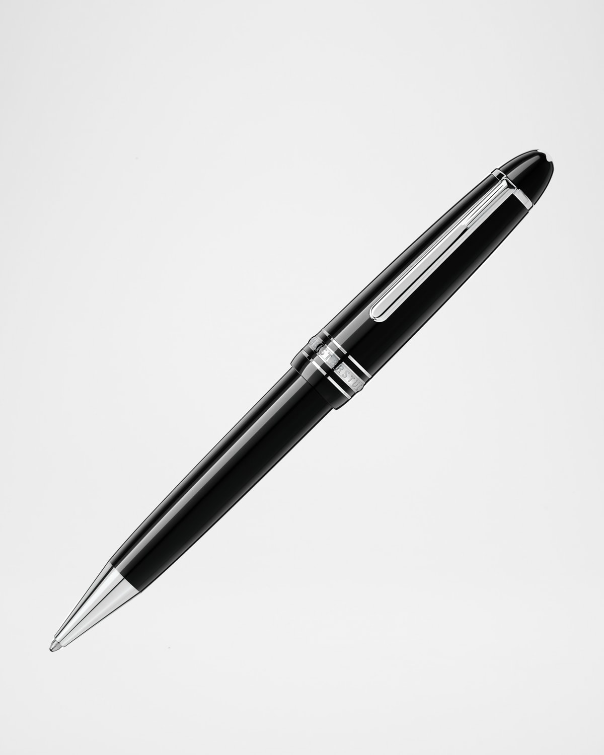 Montblanc Meisterstuck Midsize Platinum Black Ballpoint Pen 114185 In Silver