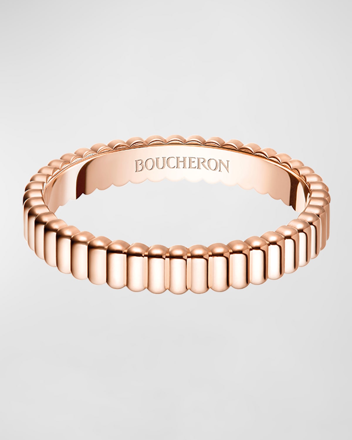 Boucheron Grograin Wedding Band Ring in Rose Gold, Size 62