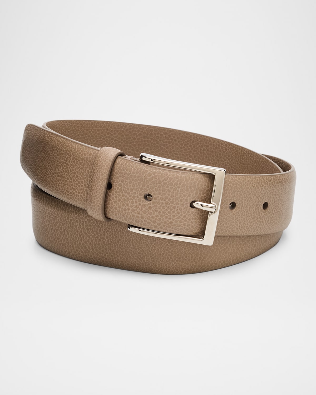 Simonnot Godard Men's Galuchat Grained Leather Belt, 35mm In Brown