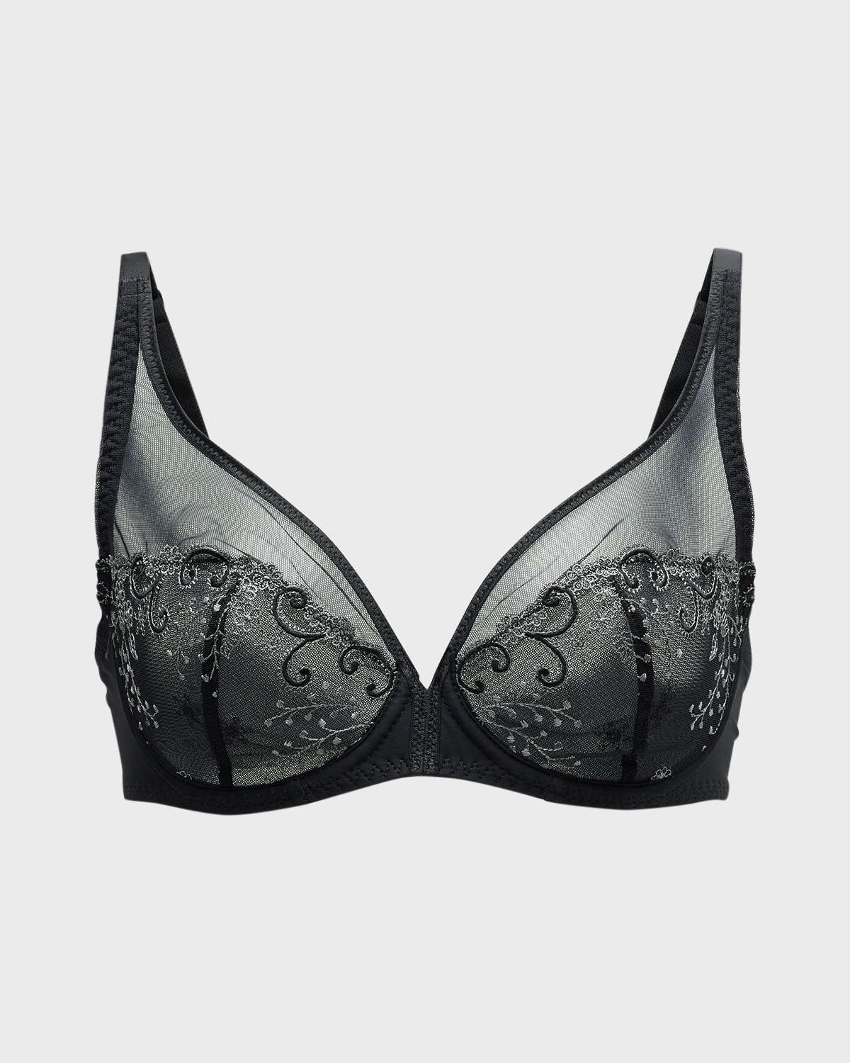 Delice Two-Part Full-Cup Sheer Plunge Bra