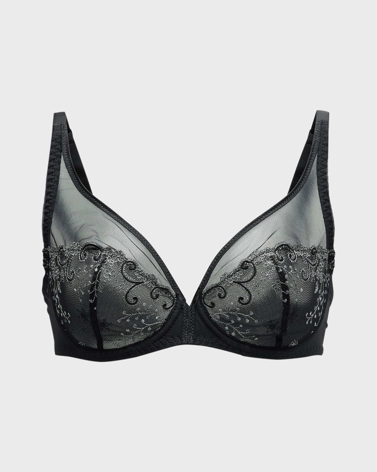 Shop Simone Perele Delice Two-part Full-cup Sheer Plunge Bra In Moonlight