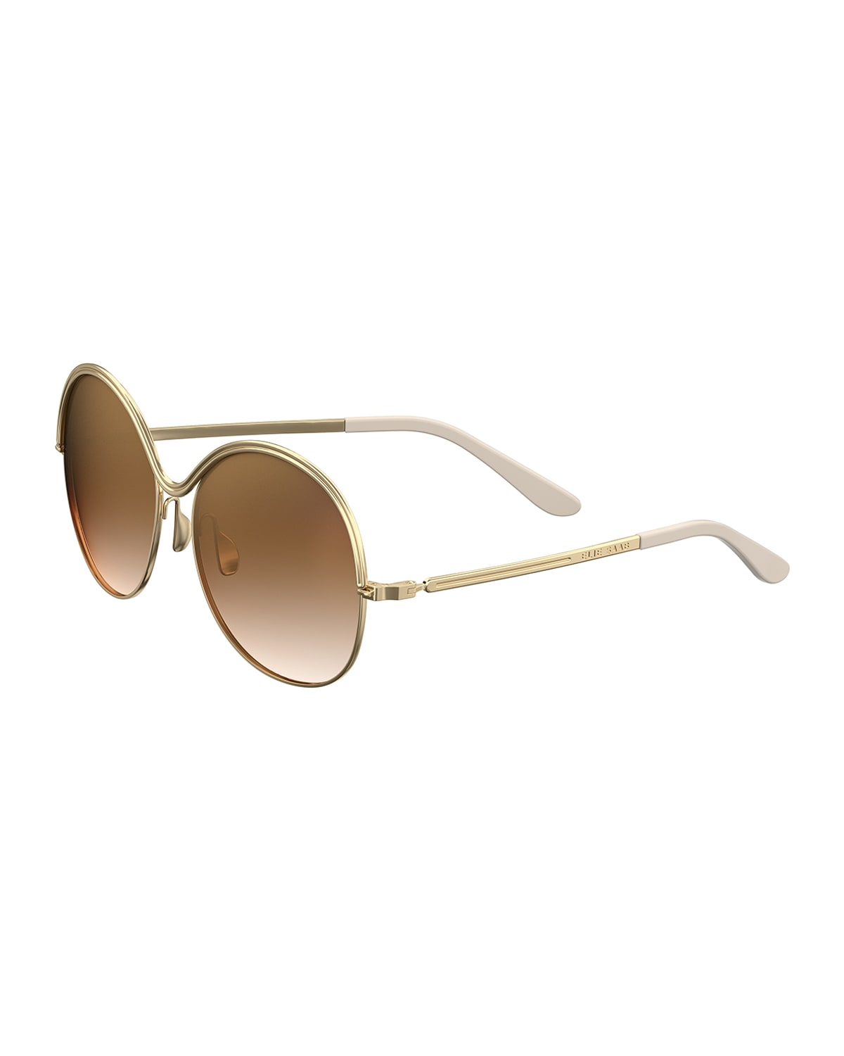 Elie Saab Round Ridged-Frame Gradient Sunglasses