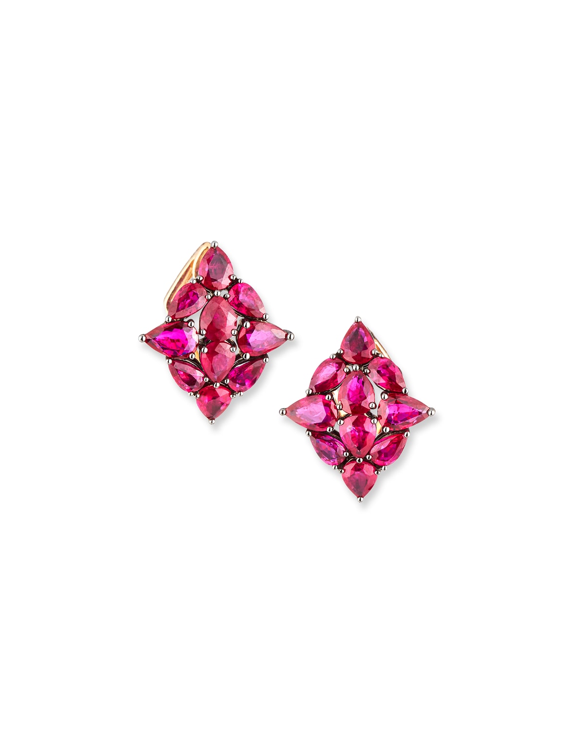 Etho Maria 18k Rose Gold Ruby Leaf Earrings