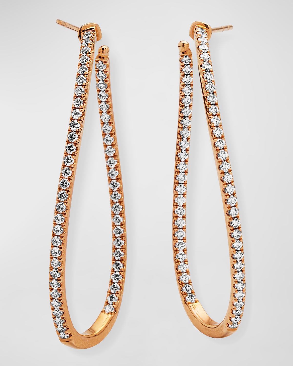 Memoire 18k Rose Gold Diamond Twist Hoop Earrings