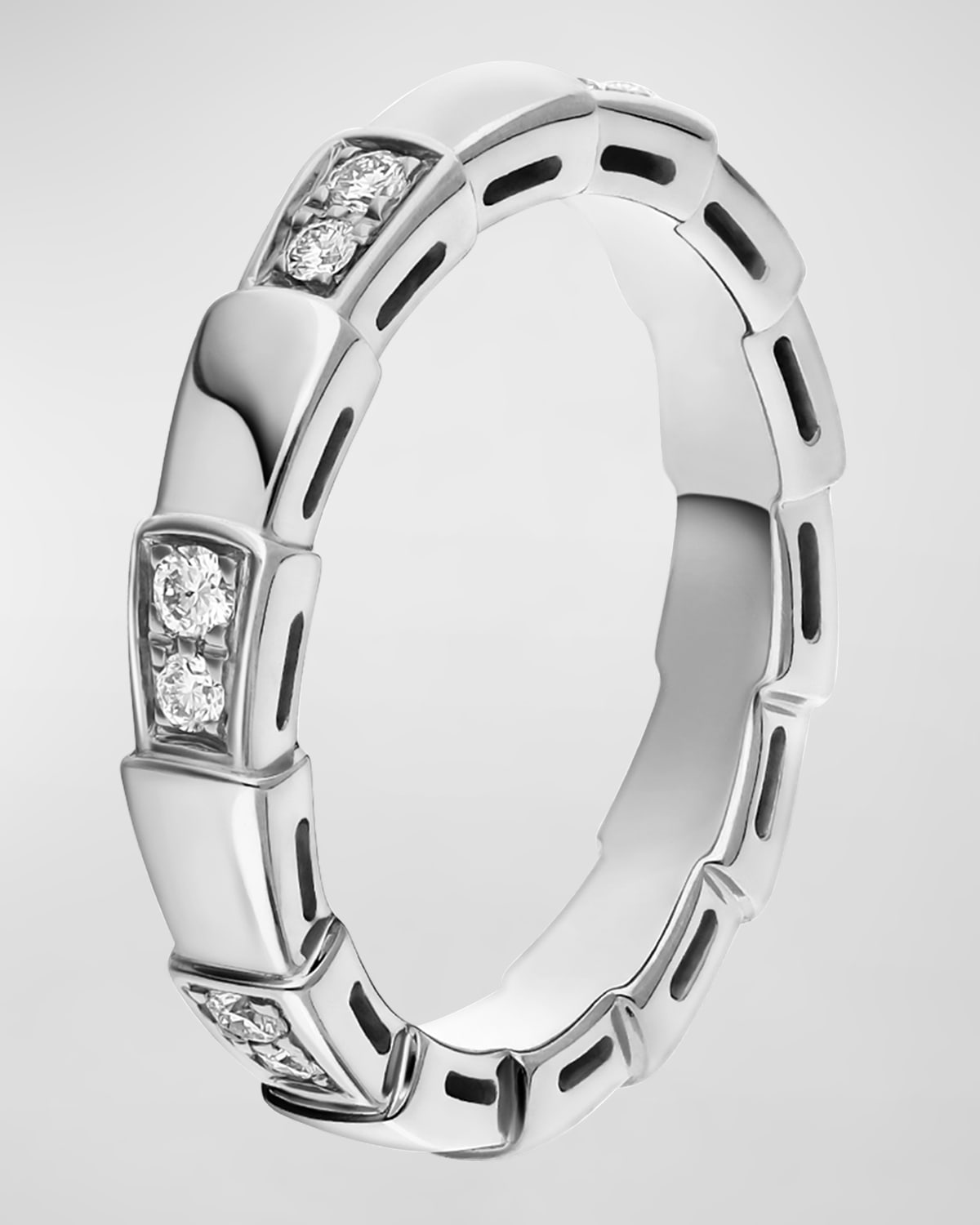 Serpenti Ring in 18k White Gold and Diamonds, Size 51
