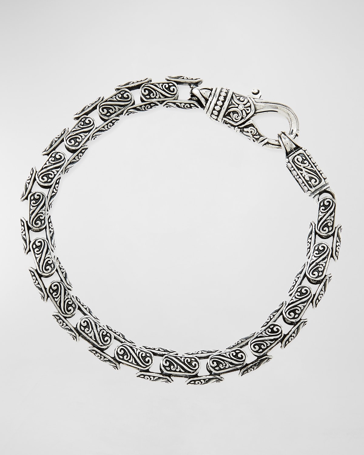 Shop Konstantino Men's Scroll Oval Link Bracelet In Silver