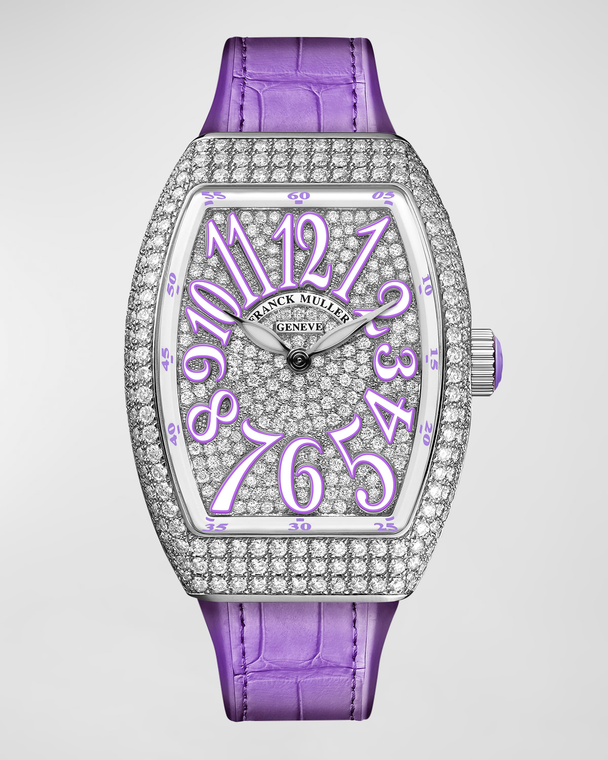 Lady Vanguard Diamond Watch w/ Alligator Strap, Purple