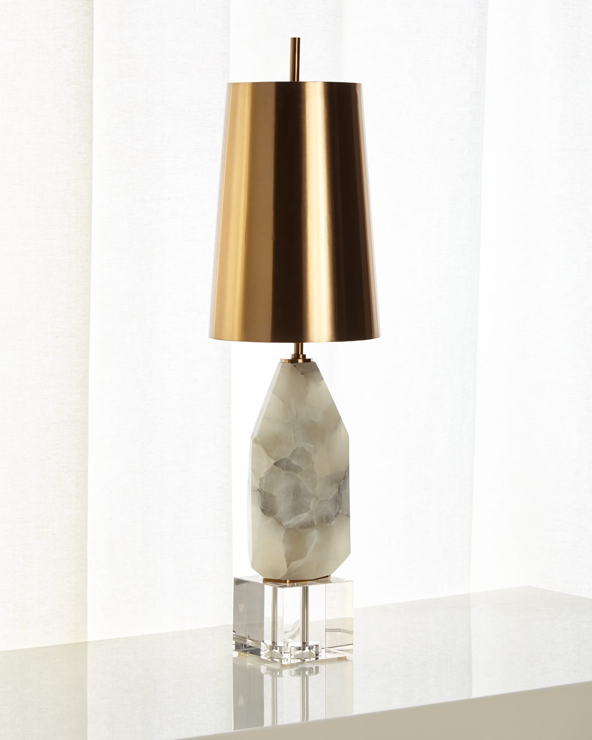 Shop John-richard Collection Multifaceted Alabaster Lamp In Gold