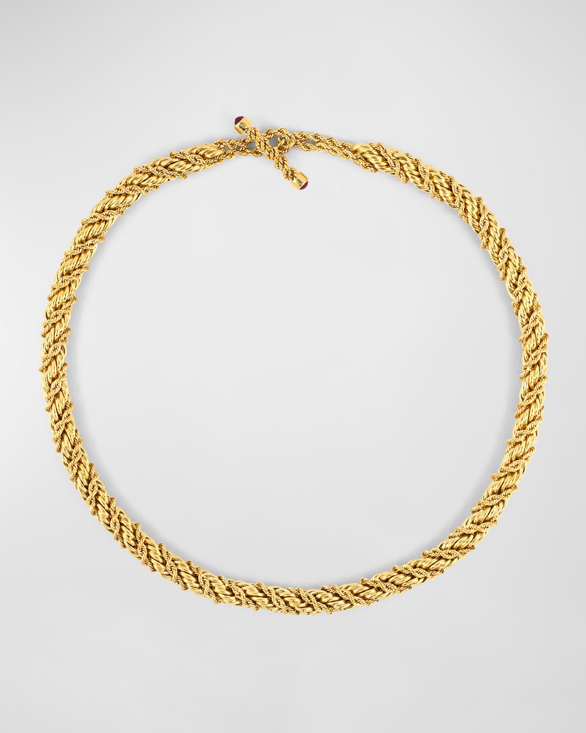 Estate Tiffany & Co. 18K Yellow Gold Twisted Rope Necklace with Ruby Toggle