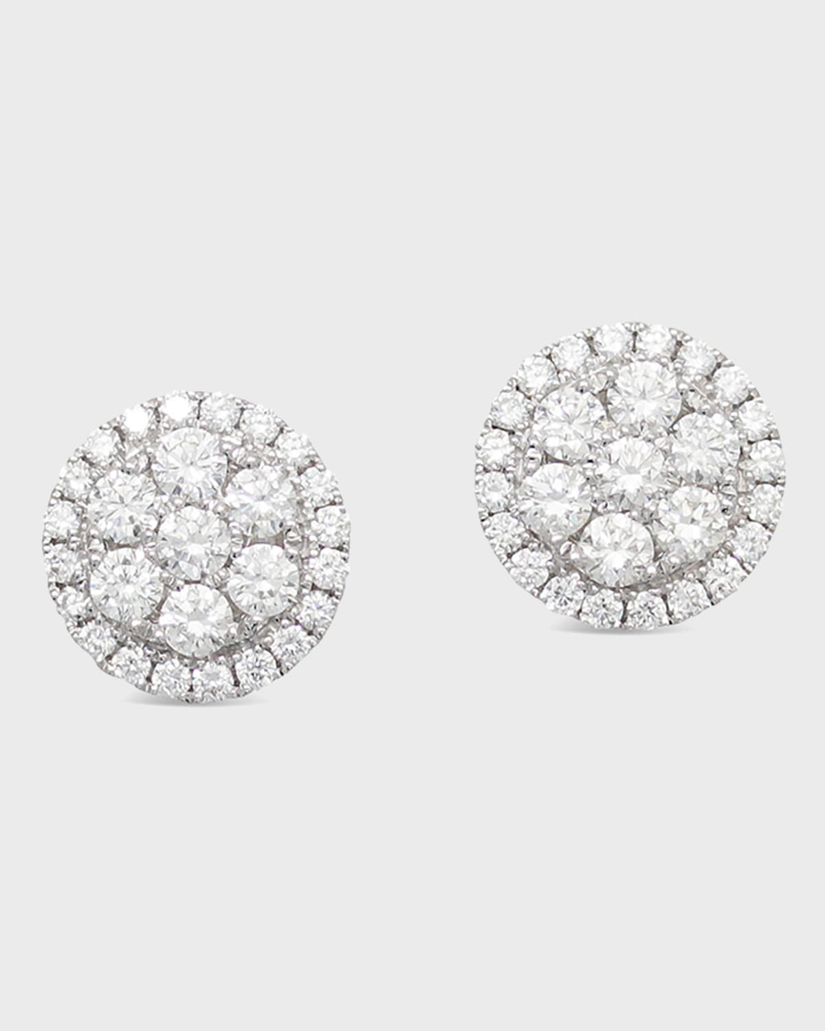 18k Firenze II Round Diamond Cluster Stud Earrings