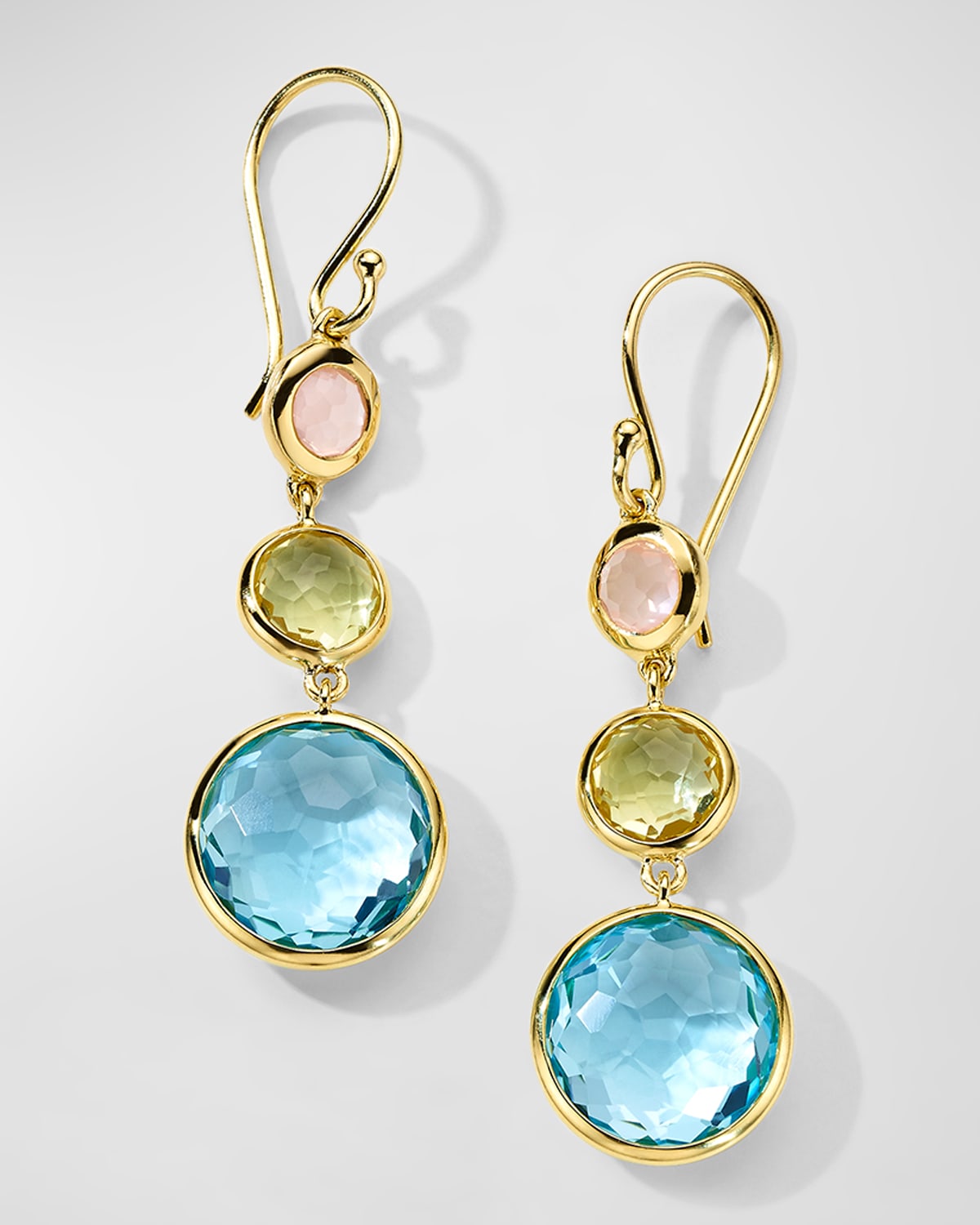 Lollitini 3-Stone Drop Earrings in 18K Gold