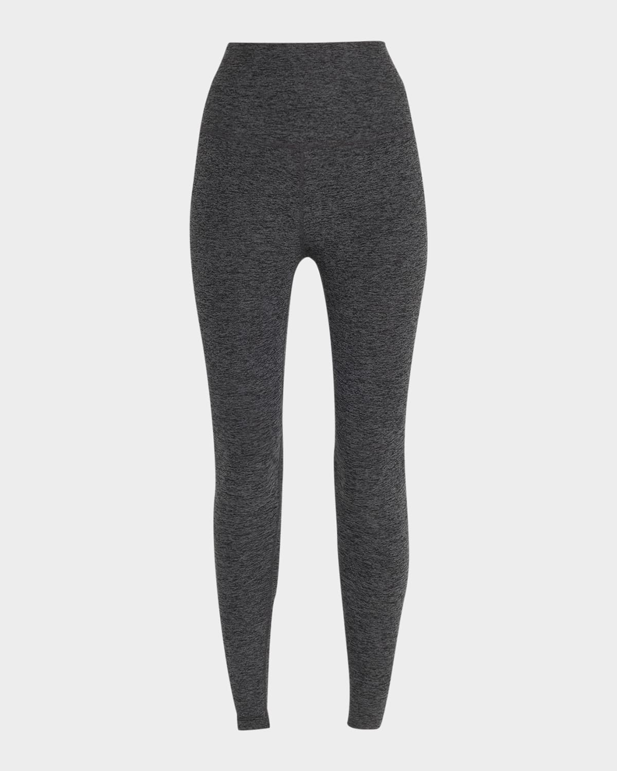 Beyond Yoga Caught In The Midi High-waist Space-dye Leggings In Black Charcoal