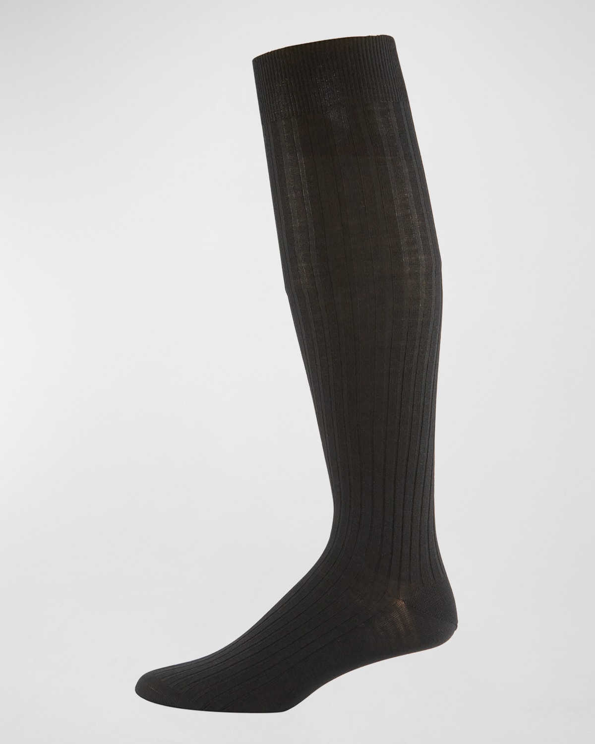 Neiman Marcus Over-the-calf Ribbed Socks In Black
