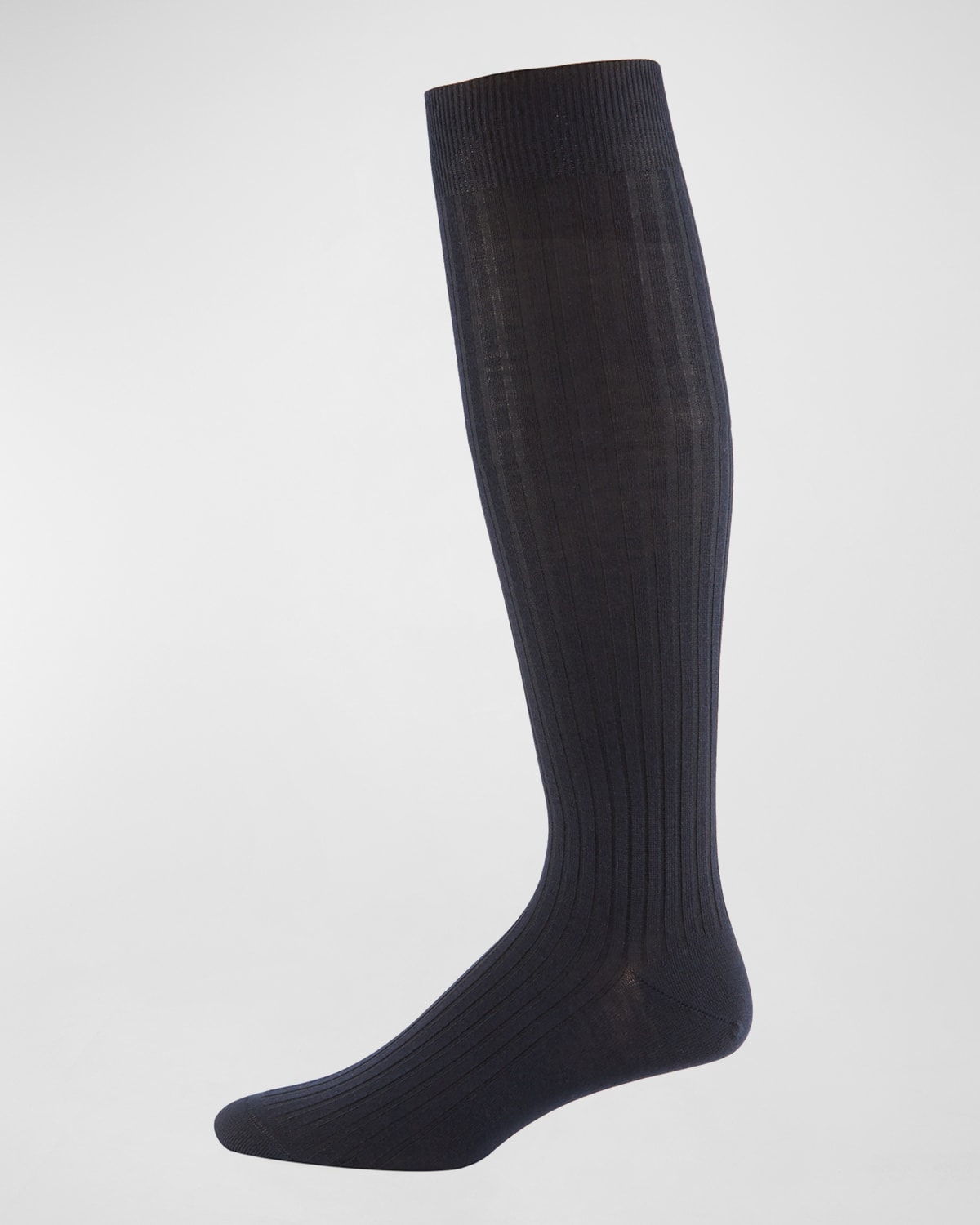 Neiman Marcus Over-the-calf Ribbed Socks In Charcoal