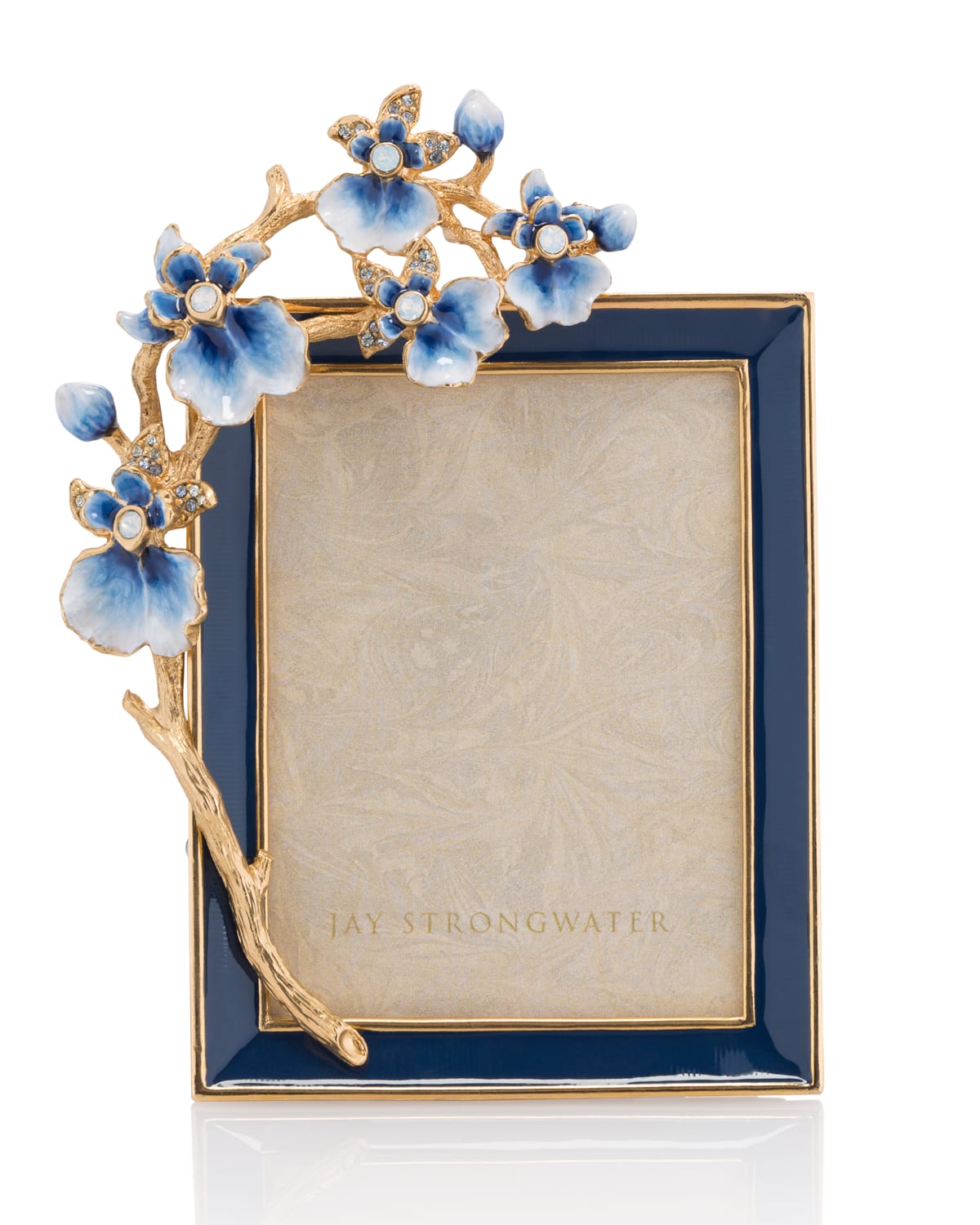 Jay Strongwater Kelsey 14k Goldplated & Swarovski Crystal Orchid Picture Frame In Indigo