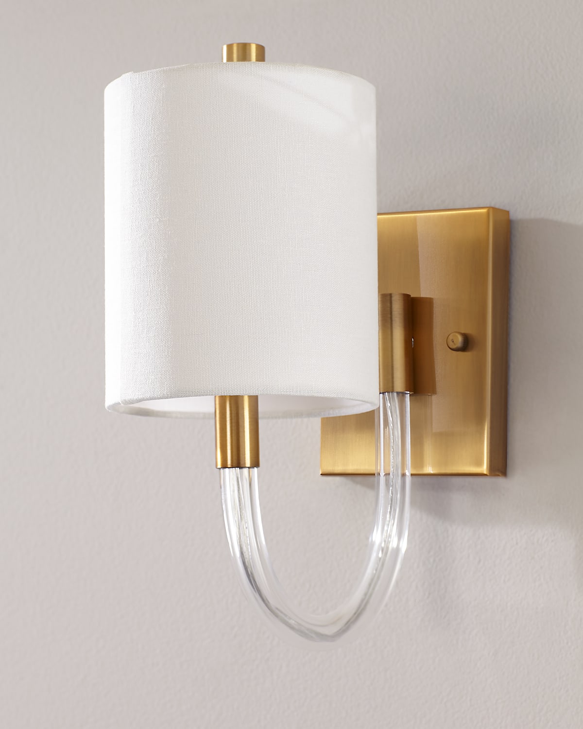 Worlds Away Antiqued Brass Wall Sconce With Acrylic Neck In White/gold
