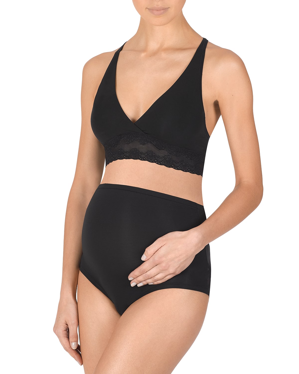 Shop Natori Bliss Perfection Full-panel Maternity Briefs In Black