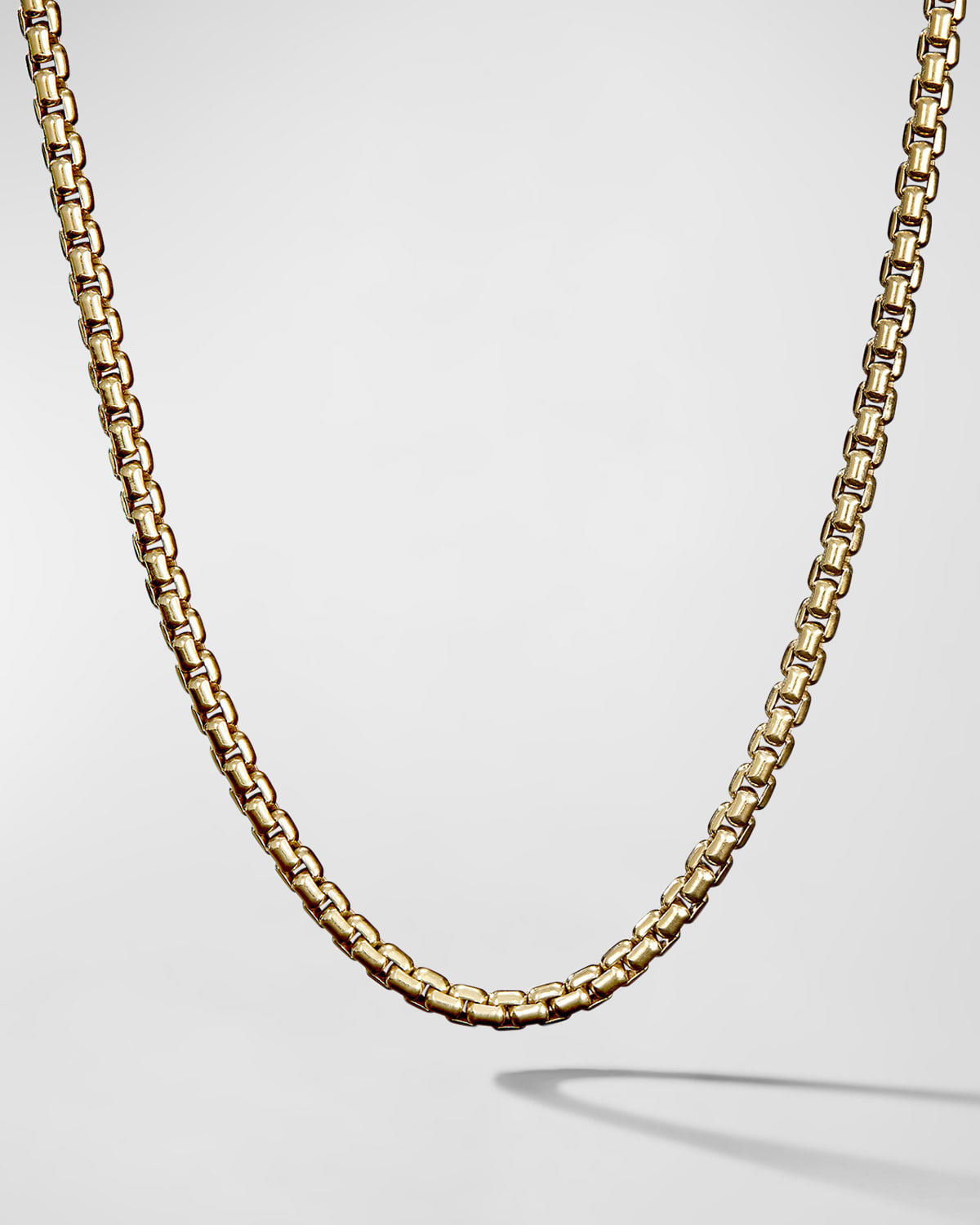 Men's Box Chain Necklace in 18K Gold, 3.4mm, 24"L