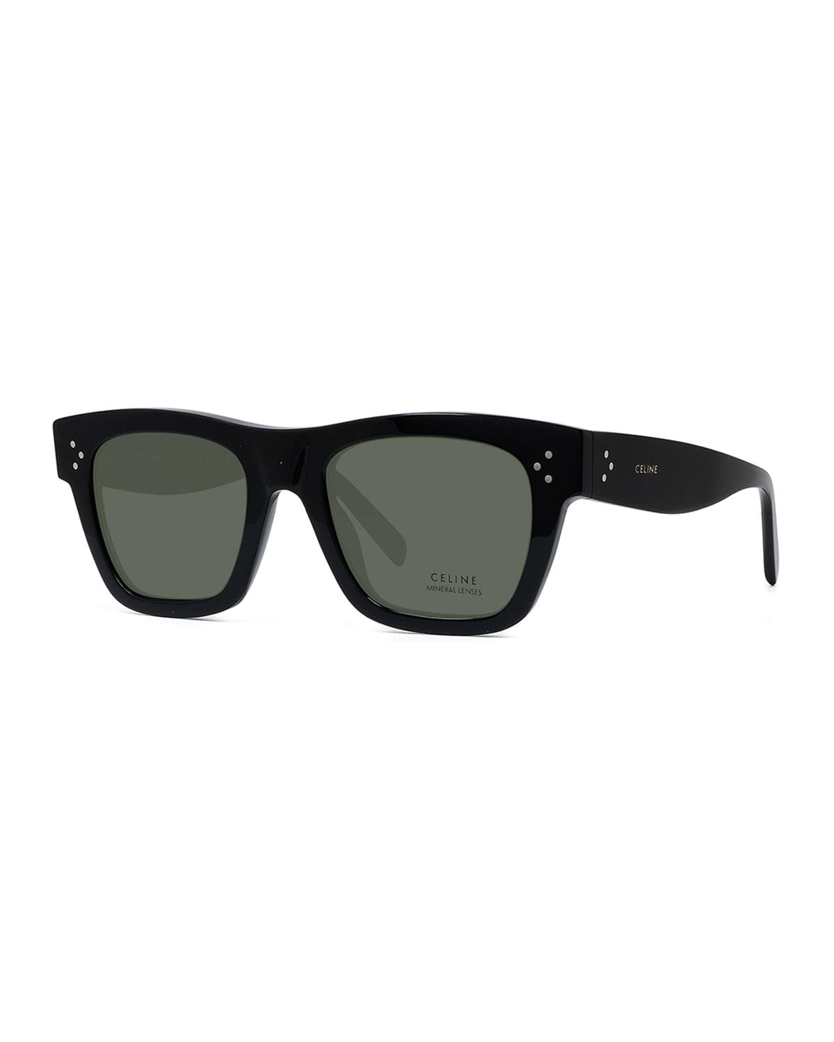 Celine Polarized Rectangular Acetate Sunglasses In Black / Gray