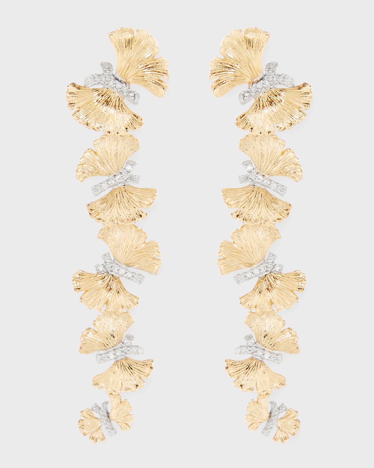 18k Butterfly Ginkgo Diamond Earrings