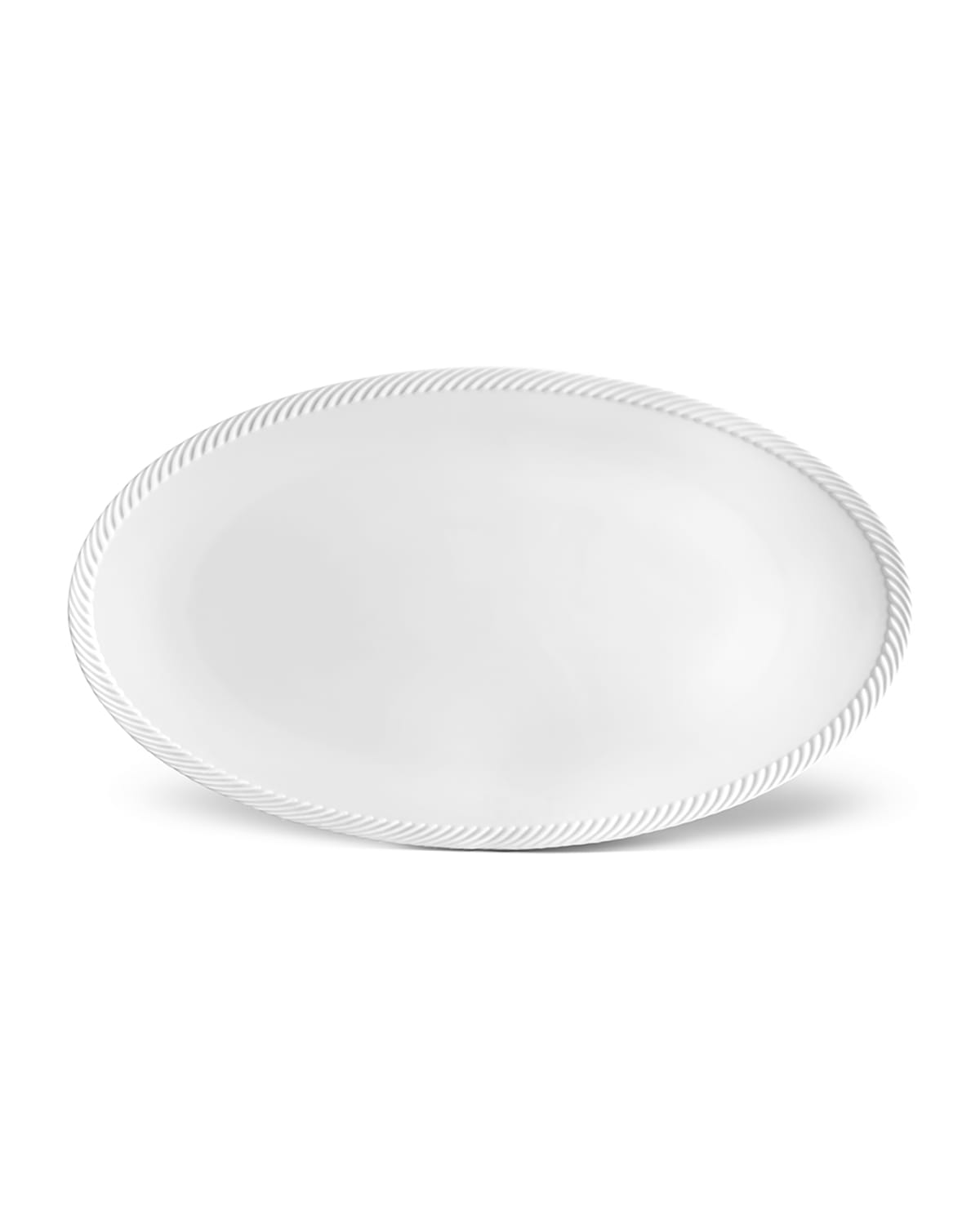 L'objet Corde Large Oval Platter, White In White