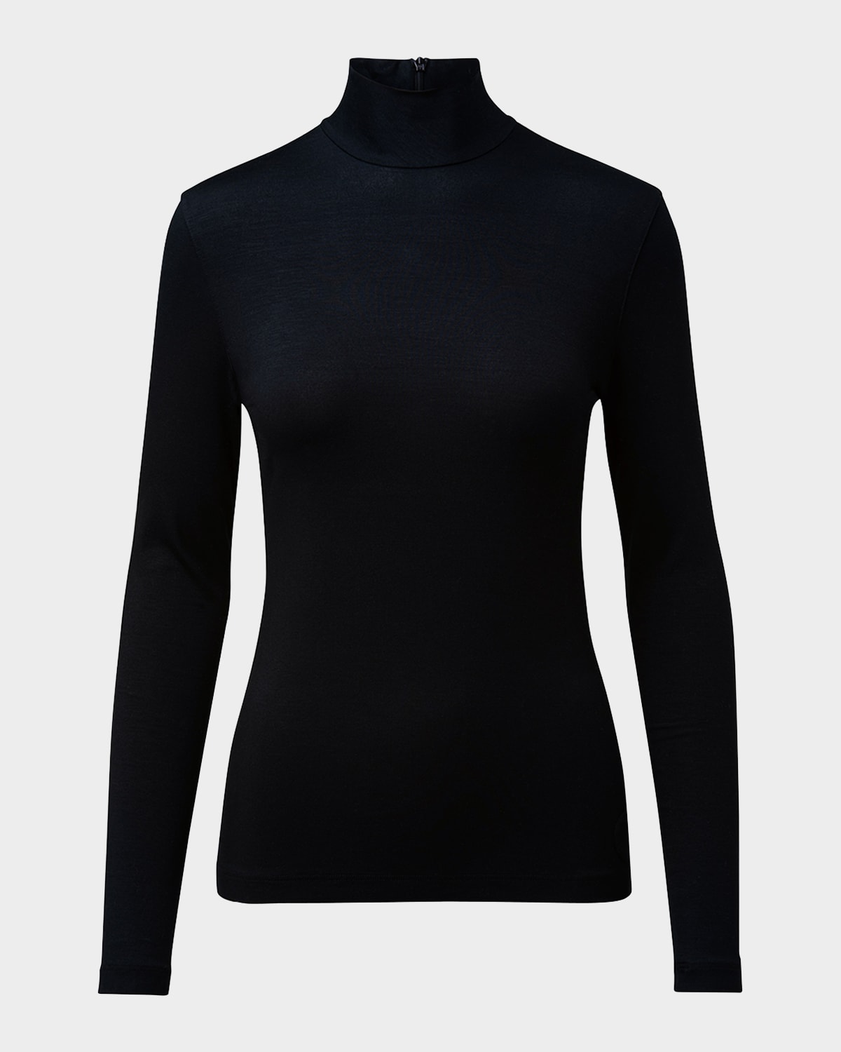 Shop Akris Punto Turtleneck Long-sleeve Modal-stretch Top In Black