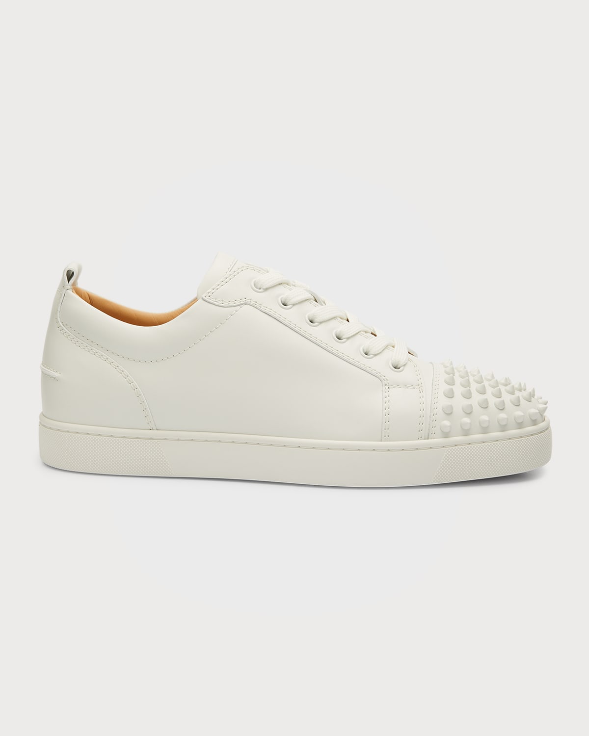 Shop Christian Louboutin Men's Louis Junior Spiked Low-top Sneakers In White