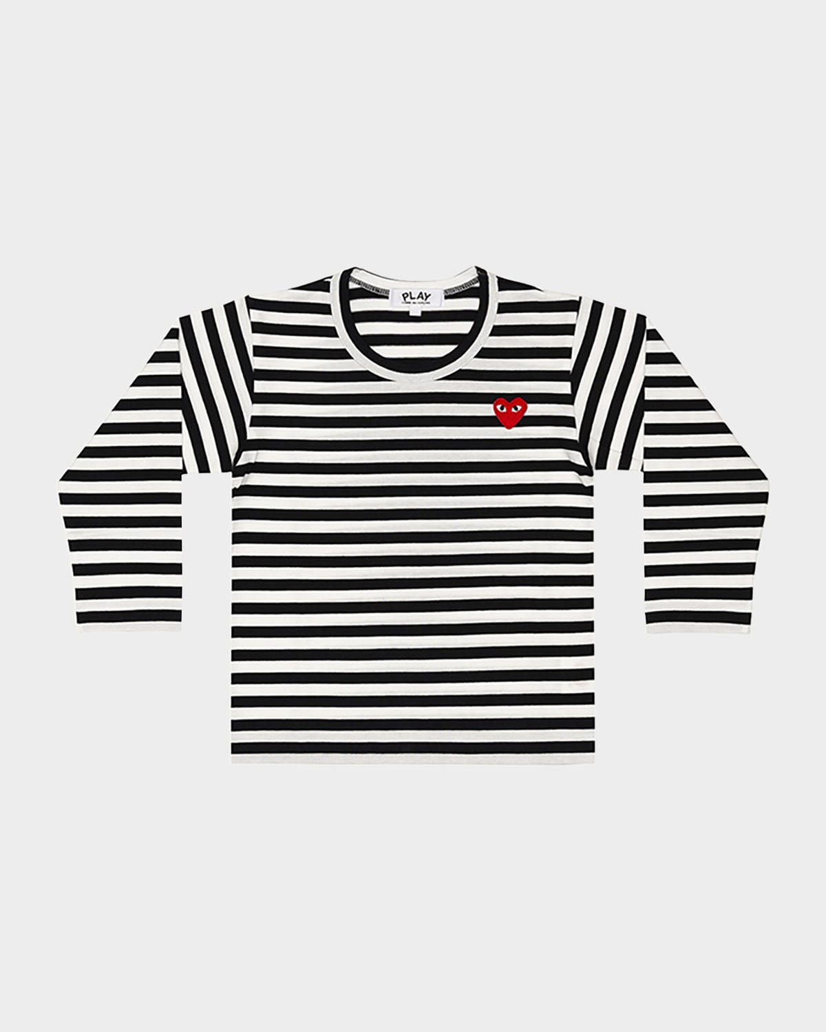 Comme Des Garçons Kid's Signature Heart Striped Long-sleeve T-shirt In Black
