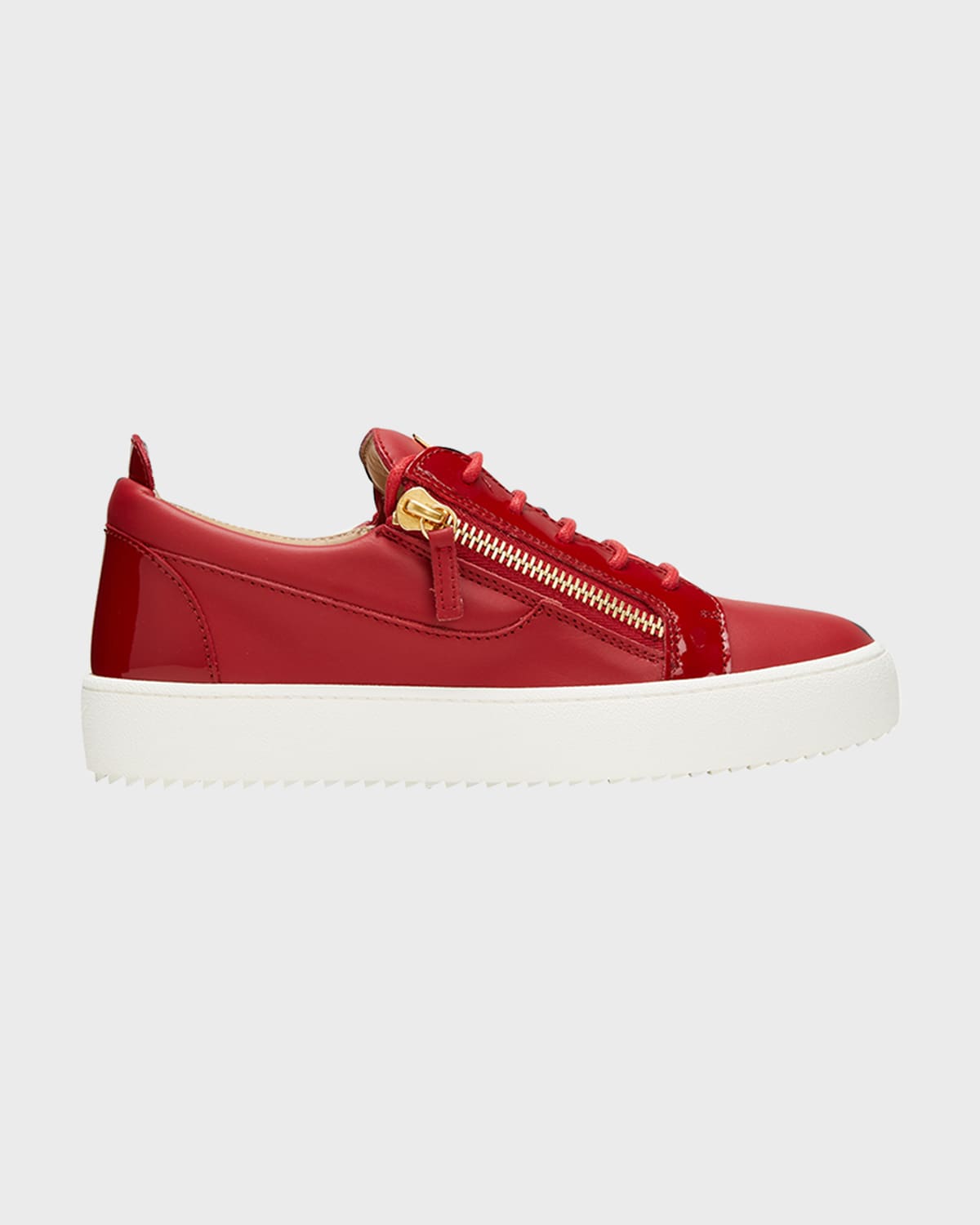 Giuseppe Zanotti Men's London Double-zip Leather Low-top Sneakers In Red
