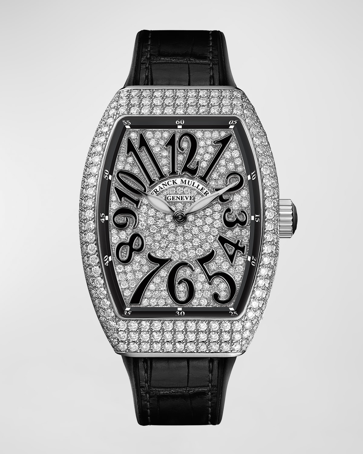 Lady Vanguard Diamond Watch w/ Alligator Strap, Black