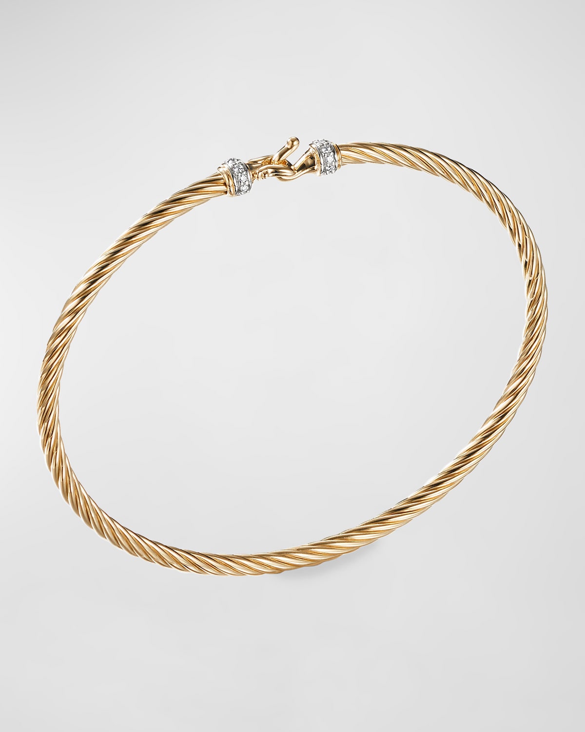 Cable Buckle Bracelet with Diamonds and 18K Gold, 2.6mm, Size S